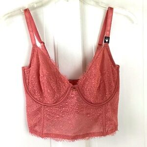 Victorias Secret Corset Top Unlined Demi 34DDD Rose Lace Bustier